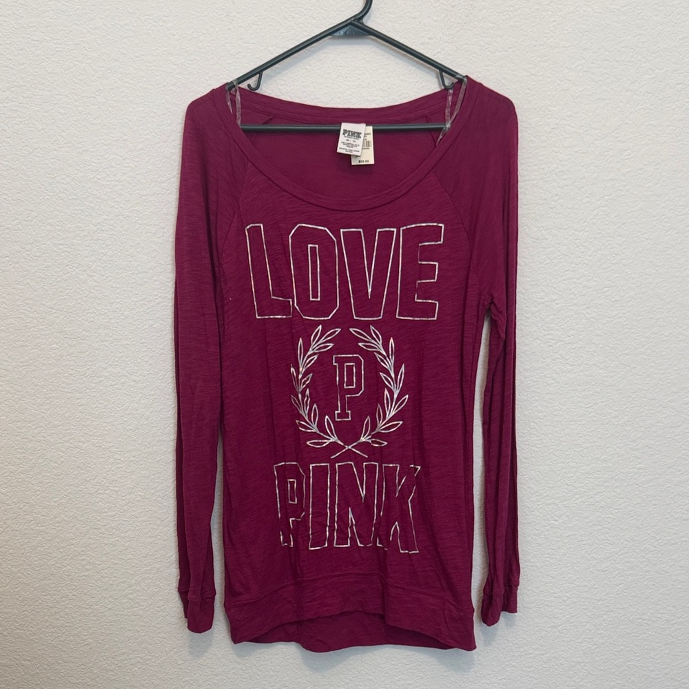NWT PINK Victoria’s Secret Long Sleeve Scoop Neck Tee